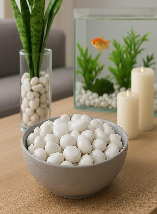 UraXx Polished White Pebbles Glossy Stones (2.5-4cm) | Natural Decorative River Rocks for Aquarium, Garden, Fish Tank, Vase Fillers, Home Decor, Craft Use (White-1KG) - Image 5
